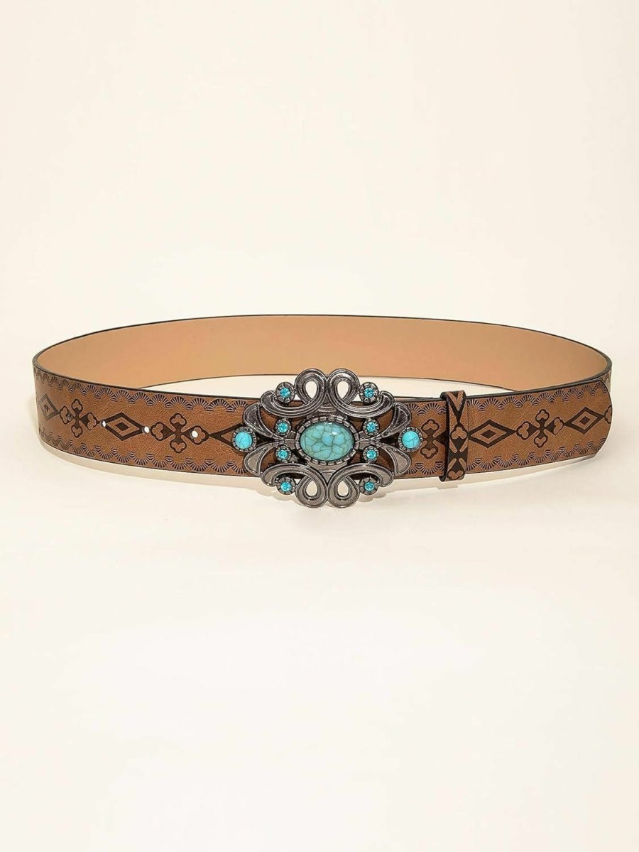 Verdusa Verdusa Women'S Western Cowgirl Buckle Pu Leather Waist Belts Vintage Belt | Belts