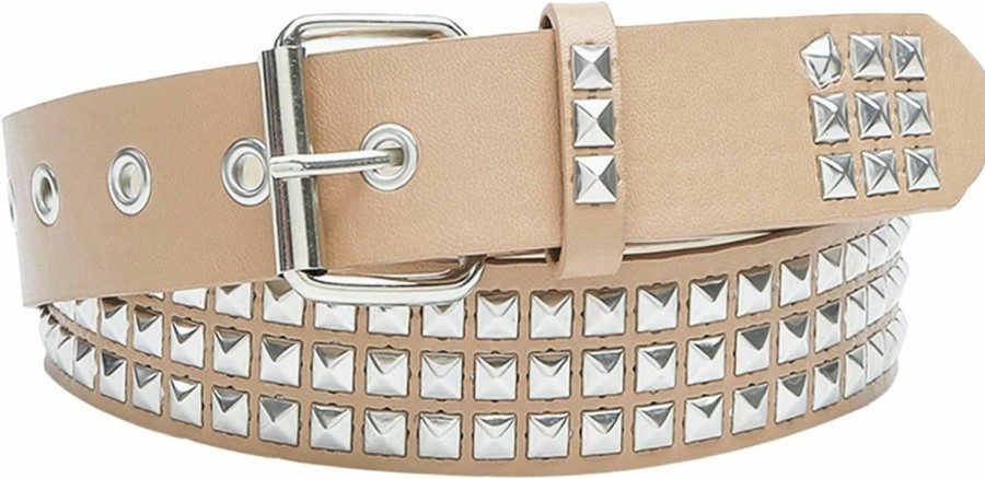 Ulekuke Ulekuke Metal Punk Rock Rivet Studded Belt For Women Men, Gothic Belt With Bright Pyramid Studs | Belts