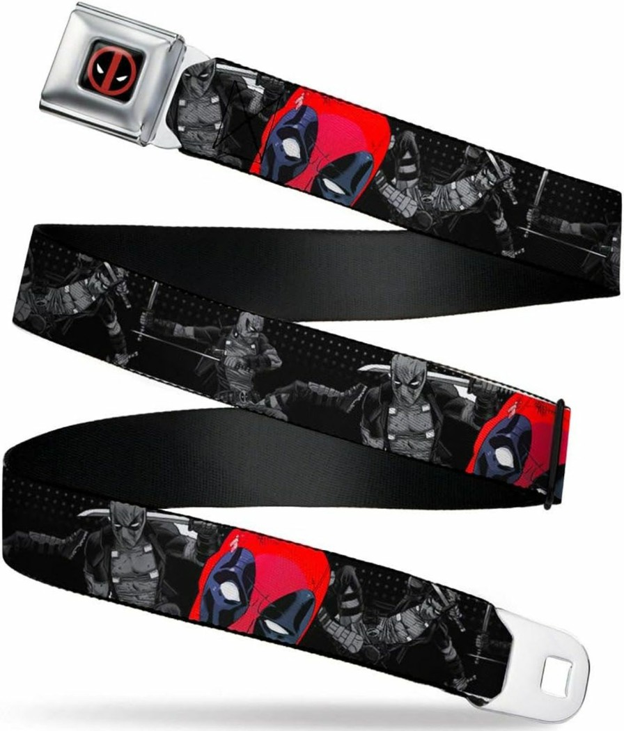 Buckle-Down Buckle-Down Standard Seatbelt Belt Deadpool Regular, Multicolor, 1.5\" Wide-Fits Pant Size 24-38 | Belts