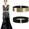 Bellady Bellady Fashion Women'S Center-Scaled Texturized Metallic Stretch Belt | Belts