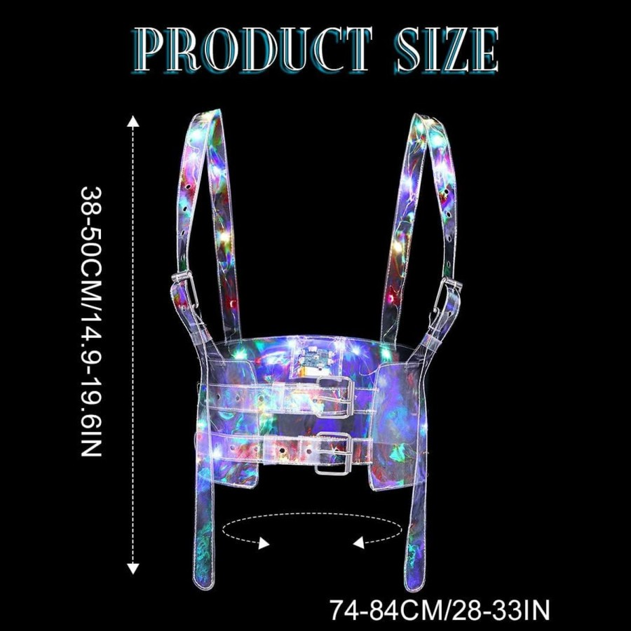 REETAN Reetan Led Waist Belt Sparkly Light Up Sheer Disco Pu Wide Waist Strap Costume Belts Rave Accessory Belts For Women And Girls | Belts