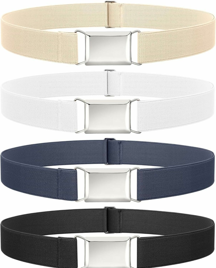 JASGOOD Jasgood 4 Pack Women Stretch Belt Invisible Elastic Web Strap Belt For Pants Jeans Dresses | Belts