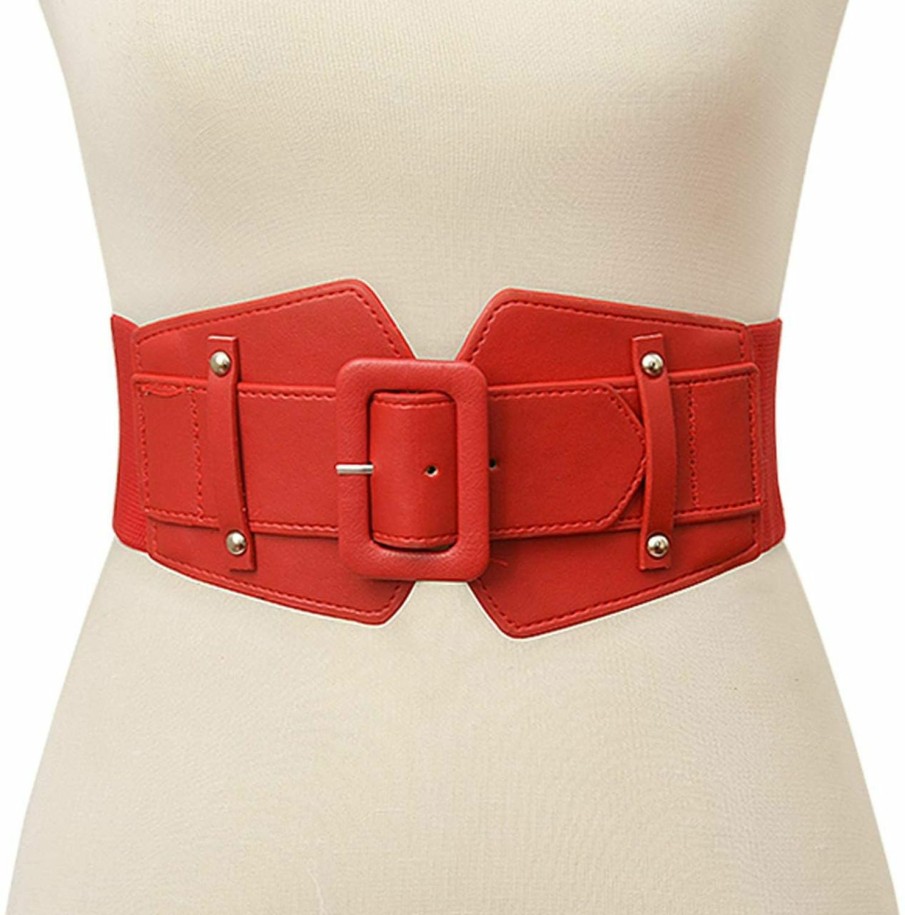 Ayliss Ayliss Women Wide Elastic Waist Belt Vintage Pu Leather Corset Cinch Belt | Belts