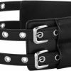 Ayliss Ayliss Women Wide Waist Dress Belt Vintage Double Grommet Cinch Belt 2 Holes Pu Leather Metal Punk Rock Waistband Party | Belts