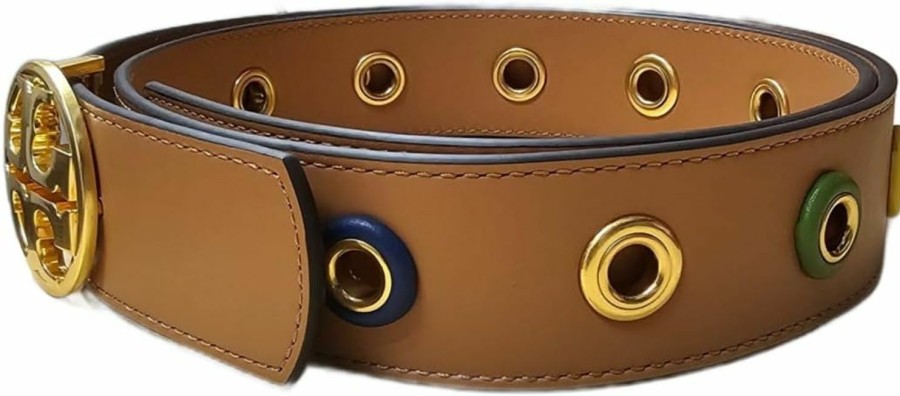 Tory Burch Tory Burch 147856 Novelty Tan With Multi Colored Hardware Women'S 1 1/2 Inch Belt | Belts