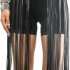 Ayliss Ayliss Women Punk Waist Belt Rivet Studded Tassel Fringe Skirt Belt Double Grommet Pu Leather Elastic Waistband Rocker | Belts