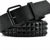 FOCAST Black Studded Belt Punk Rock Rivet Belt Grommet Threads Belt With Bright Metal Pyramid For Women Men | Belts