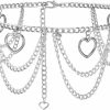 Ayliss Ayliss Women Metal Chain Waist Belt Multilayer Chain Dress Belts Metal Belly Heart Shape Fashion Chain Belt Dance Gift | Belts