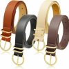 Aswitnove 4 Pack Women Leather Belt For Jeans Dresses Fashion Ladies Leather Waist Belt With Gold Buckle | Belts