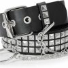 WHIPPY Whippy Women Men Rivet Studded Belt Row Pyramid Square Bead Pu Faux Leather Punk Rock Grommet Belt For Jeans | Belts