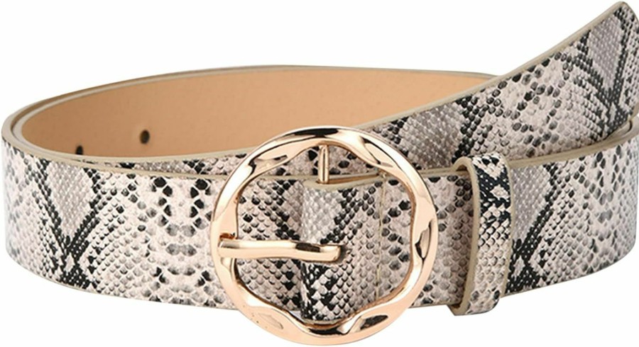 LEOMOSTE Leomoste Women Belts Fashion Snakeskin Print Pu Leather Waist Belt Waistband | Belts