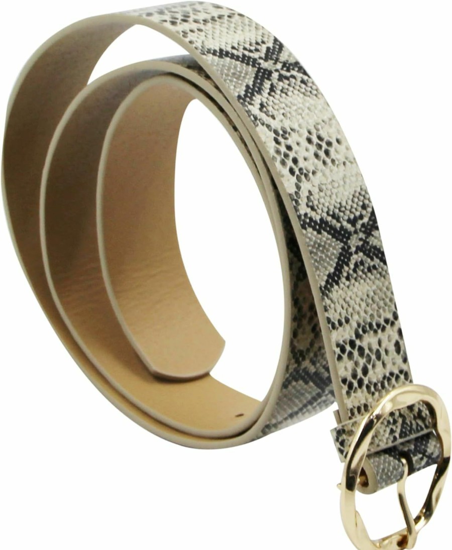 LEOMOSTE Leomoste Women Belts Fashion Snakeskin Print Pu Leather Waist Belt Waistband | Belts