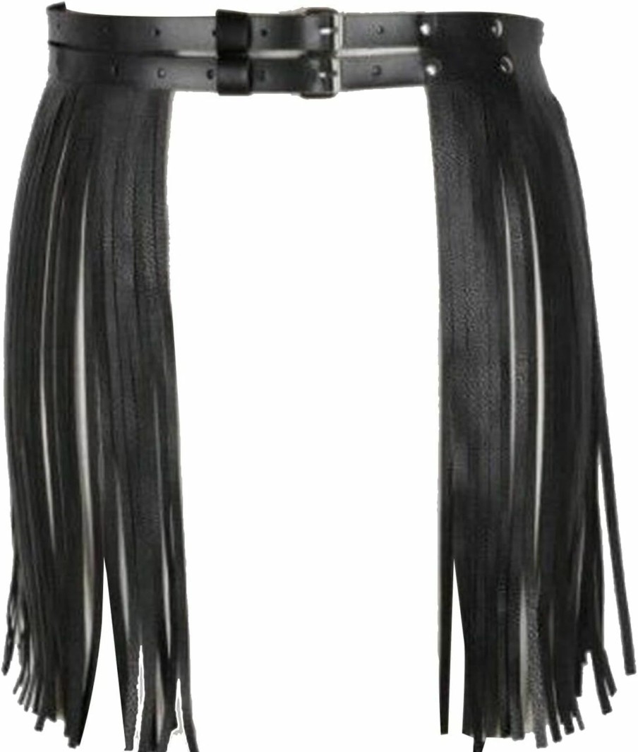 Degpum Women Leather Tassel Waist Belt,Women Punk Waist Belt Tassel Fringe Skirt Belt,Wide Tassel Waist Belt For Women,Fringe Dress Belt,Vintage Pu Leather Waistband Belt Rocker Dance Performance Costume | Belts