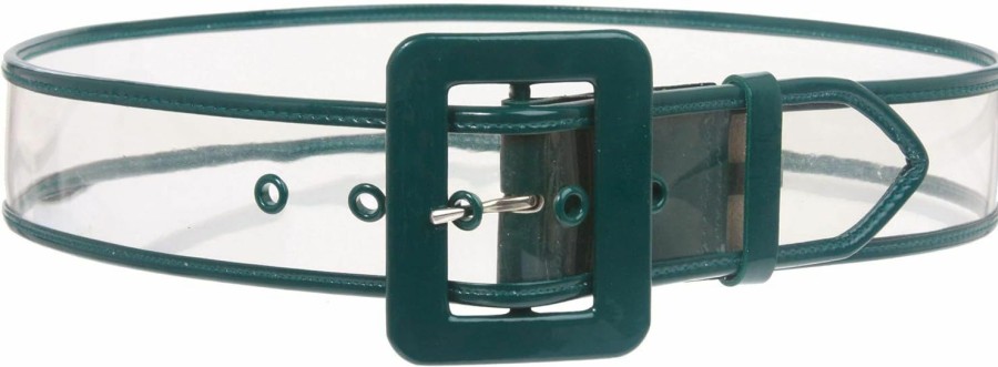 beltiscool Women'S 2" Wide Color-Trimmed Patent Leather Transparent Jelly Clear Belt | Belts