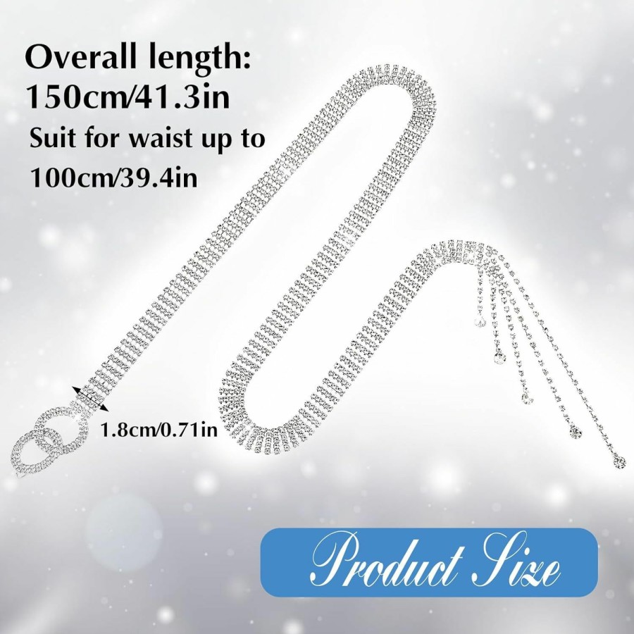 TIESOME Tiesome Crystal Waist Belt For Women, Adjustable Rhinestone Waist Chain Belt Sparkle O-Ring Waistband Belt For Jeans Dresses | Belts