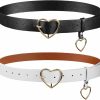 SATINIOR 2 Pieces Heart Shaped Belt Heart Buckle Belt White Black Pu Leather Belts For Women Girls Dress Jeans | Belts