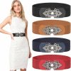 LEACOOLKEY Leacoolkey 4 Pack Women Wide Elastic Waist Belt For Dress Vintage Stretch Cinch Belt Retro Buckle | Belts