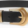 Gesranxs Women'S Belt Black Belt With Gold Buckle Western Belts For Women Black Leather Belt Retro Waist Belts | Belts