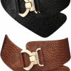 JASGOOD Jasgood 2 Pack Women'S Fashion Vintage Wide Elastic Stretch Waist Belt With Gold Interlock Buckle Dress Belts | Belts