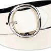 Sam Edelman Sam Edelman Women'S Two-In-One Reversible Circular Center Bar Buckle 2 Inch Wide Leather Belt For Dresses And Skirts | Belts