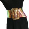 Towonder Women Fashion Iridescent Clear Belt Transparent Pvc Chunk Waist Belt Waistband Cinch Dress Belt 3.5" Wide | Belts