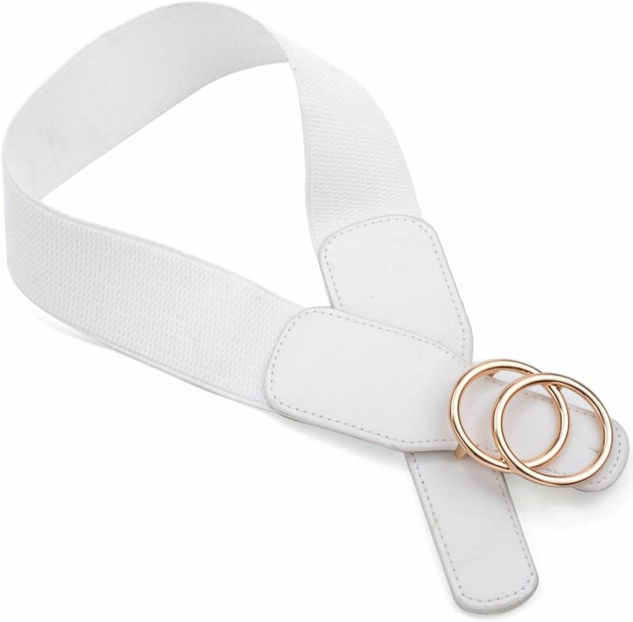 beltox fine Beltox Women'S Elastic Stretch Wide Waist Belts W Double Rings Gold/Silver Buckle | Belts