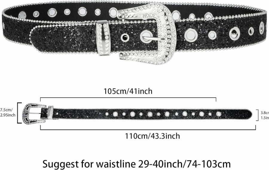 UTOWO Utowo Rhinestone Belt For Women Men, Western Cowgirl Cowboy Bling Studded Leather Belt For Jeans Pants(For Waist Size 29-39\" | Belts