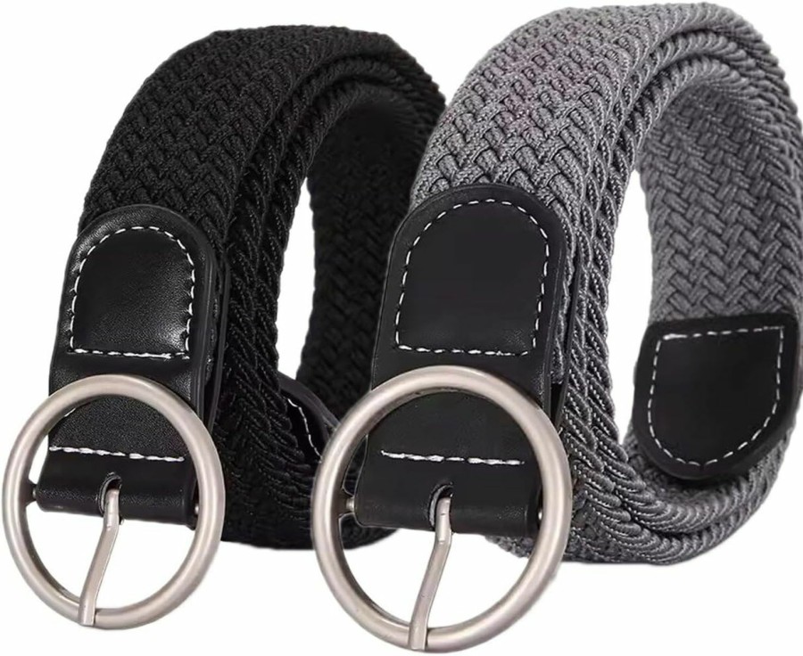 Swtddy 2 Pack Women'S Stretch Braided Web Belts Elastic For Jeans Casual Pants Dresses Belt | Belts