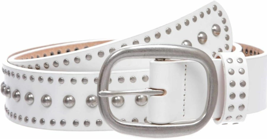 beltiscool Ladies Oval Buckle Metal Circle Studded Leather Belt | Belts