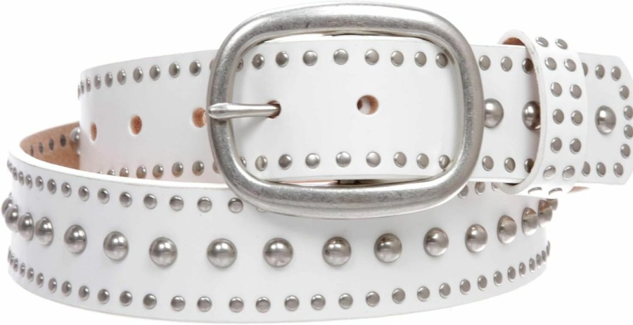 beltiscool Ladies Oval Buckle Metal Circle Studded Leather Belt | Belts