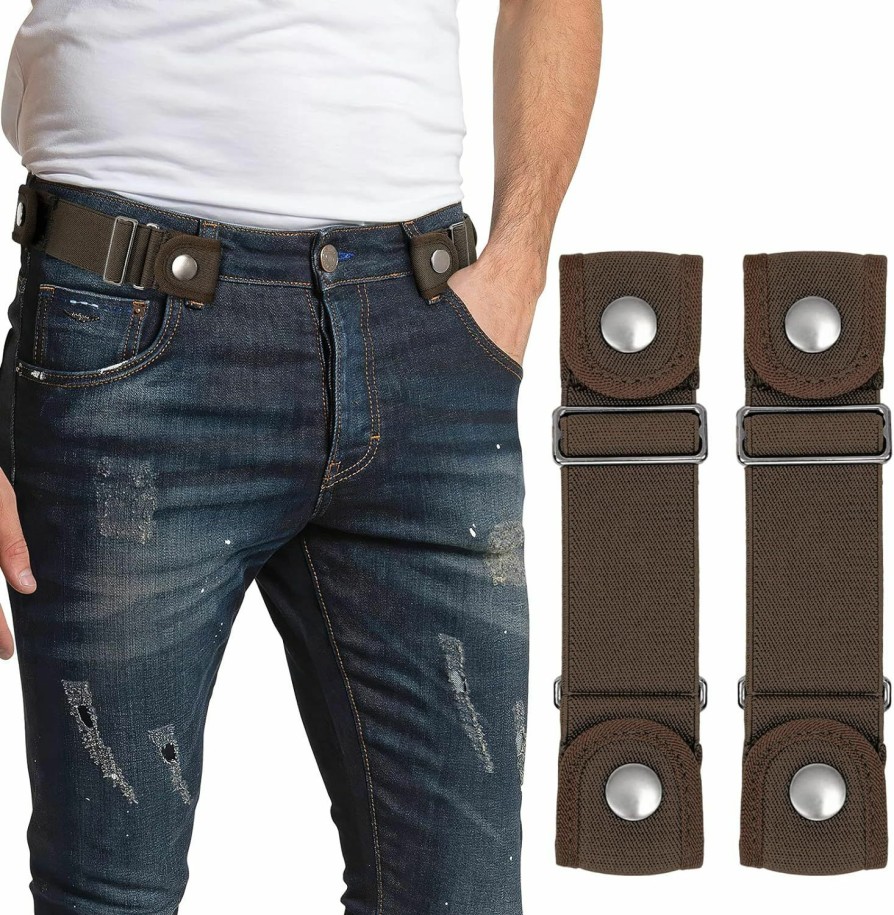 XZQTIVE Xzqtive Set Of 2 No Buckle Belts For Men Women Elastic Stretch Side Belt For Jean Loops Pants Tightener | Belts