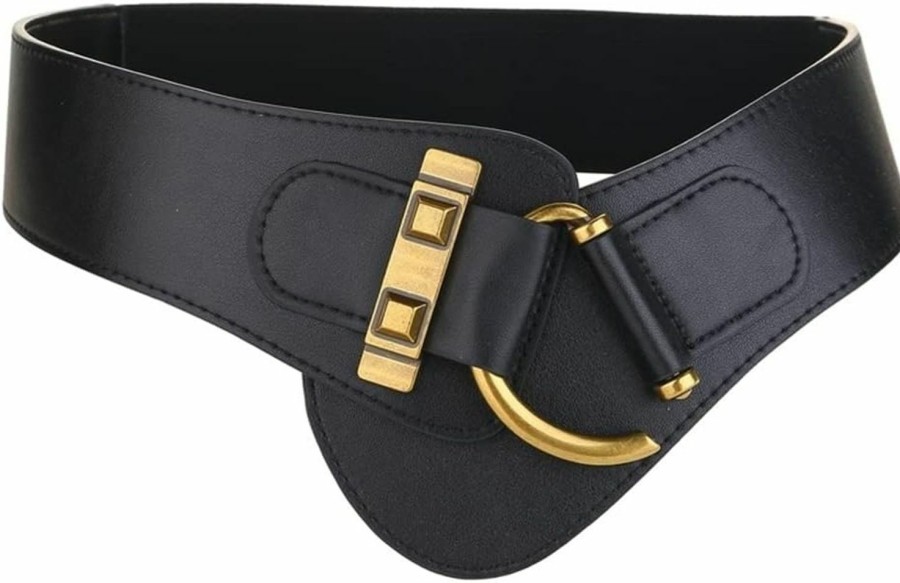 Toptim Toptim Womens Elastic Waist Belt Vintage Leather Wide Waistband | Belts