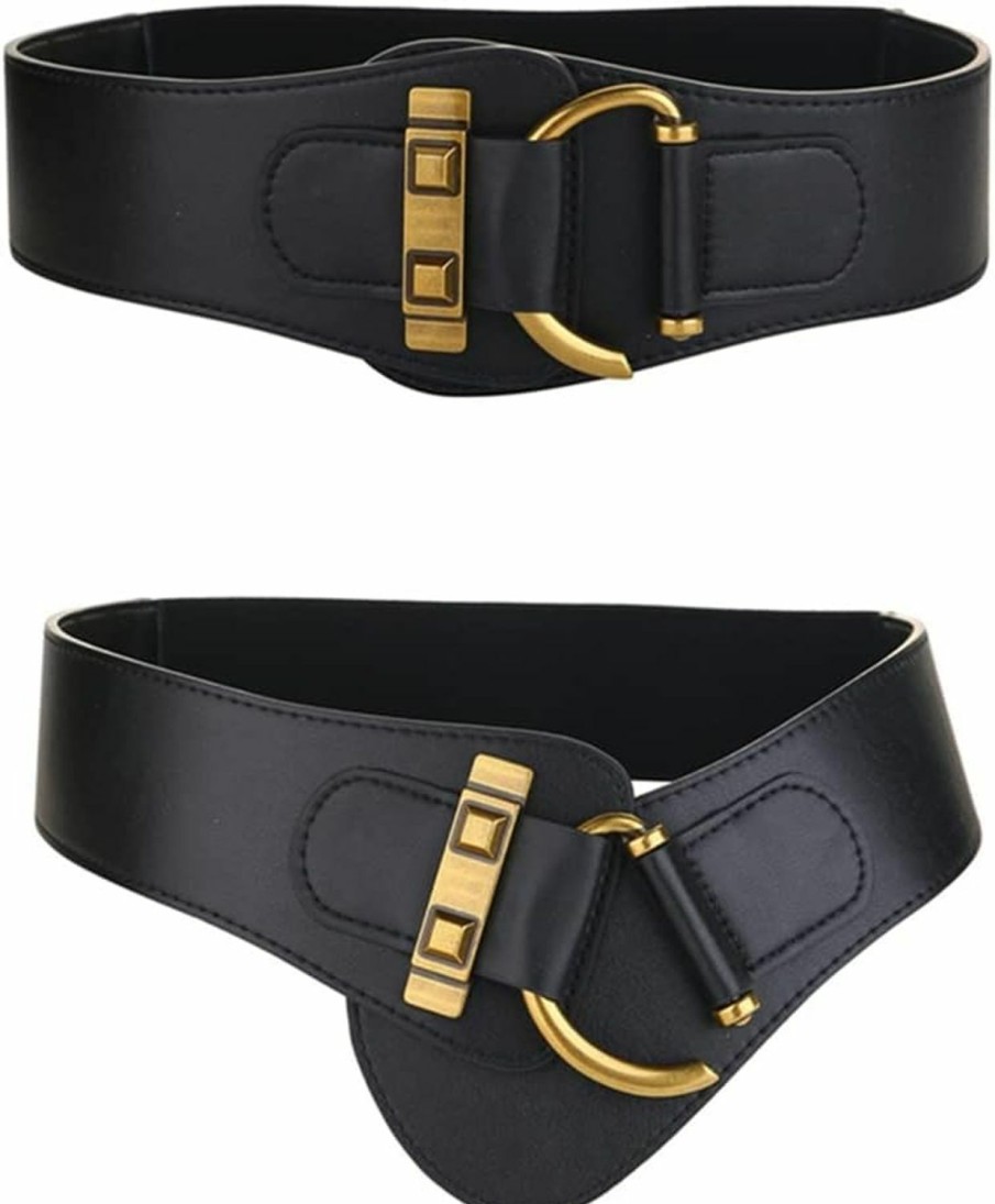 Toptim Toptim Womens Elastic Waist Belt Vintage Leather Wide Waistband | Belts