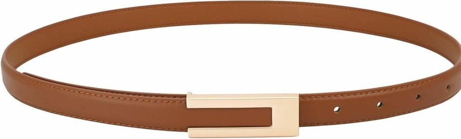 BAOKELAN Women Leather Belt Skinny Waist Belts For Dress Thin Waist Belt With Gold Buckle For Jeans Pants | Belts