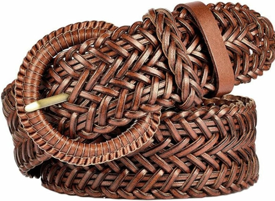 ANNULOYA Annuloya Women Leather Braided Causal And Dress Belt 1.6 Inch Wide Girls Soft Woven Waist Band With Buckle | Belts