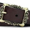 Earnda Earnda Women Leather Belts Ladies Vintage Western Floral Engraved Waist Belt For Jeans | Belts