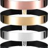 Handepo Handepo 4 Pcs Women Mirror Waist Belt Metal Stretch Dress Belts Plated Obi Band Waistband Elastic Belts For Women Girls Metallic Mirror Waist Belt, 4 Colors | Belts