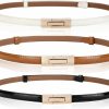 Earnda Earnda 3 Pack Women Skinny Waist Belt With Gold Buckle Adjustable Patent Leather Thin Belt For Dress Jeans Coat | Belts