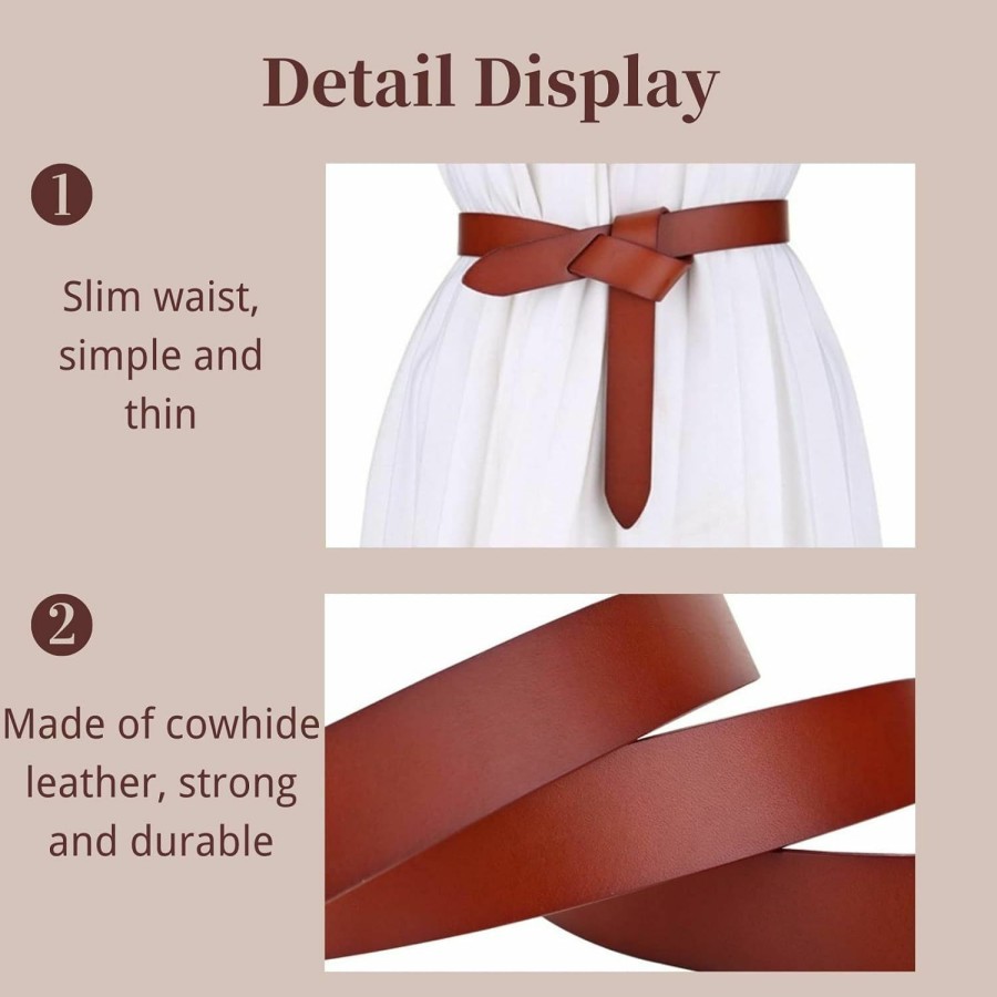 Generic Women Fashion Knot Belt For Dress, Soft Leather Tie Waist Belt, Women Thin Waist Belt | Belts