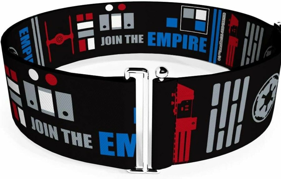 Buckle-Down Star Wars Belt, Cinch Belt Star Wars Galactic Empire Elements Collage Black Multi Color, 3.0 Inch Wide, Adjustable | Belts