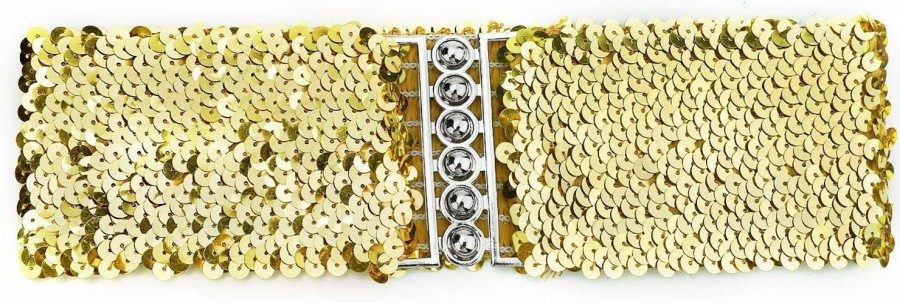 uxcell Uxcell Ladies Sequins Decor Metal Interlocking Buckles Elastic Waist Belt | Belts