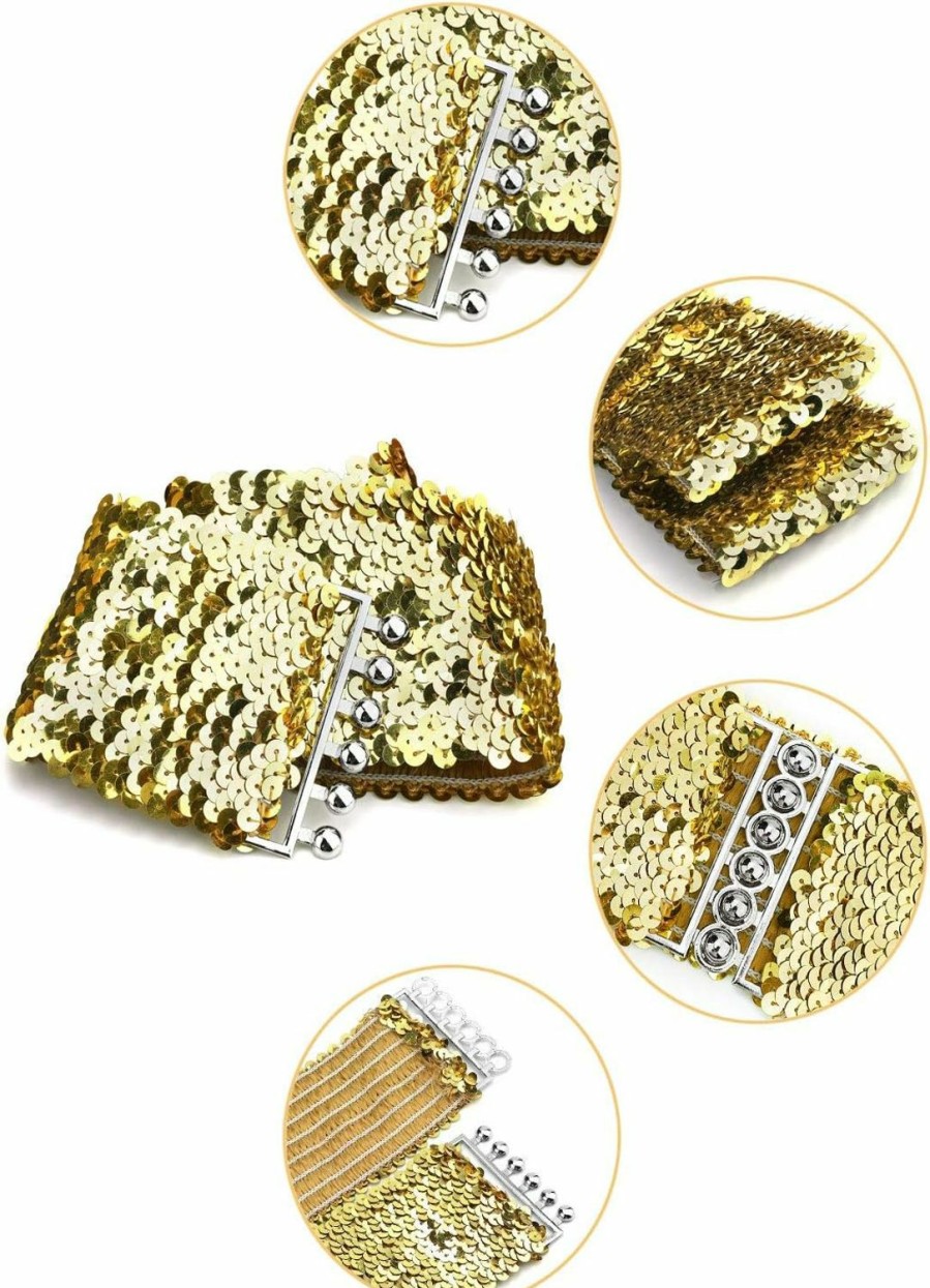 uxcell Uxcell Ladies Sequins Decor Metal Interlocking Buckles Elastic Waist Belt | Belts