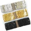 WYuZe Wyuze 3 Pack Sequin Wide Elastic Waist Belt For Women Girl Sparkle Stretch Dress Belt Accessory (Gold, Silver, Black) | Belts