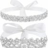 Jecery Jecery 3 Pieces Rhinestone Bridal Wedding Sash Belts Handmade Crystal Bridesmaid Sash For Formal Evening Dress Belts | Belts